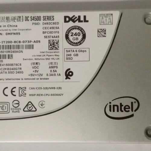240G SATA 0MFN95 SSDSC2KB240G7R S4500 服务器SSD 2.5 6G议价
