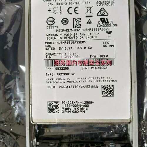 G8XPN 0G8XPN 固态服务器硬盘 1.6T 1.6TB SAS SSD 12Gb议价