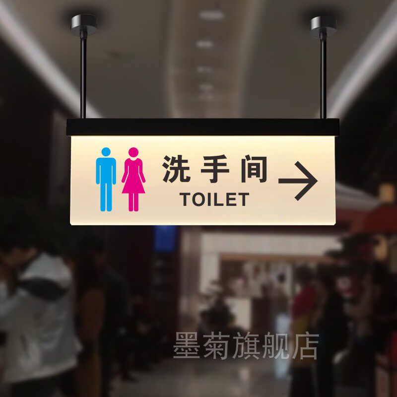 商场办公场所民宿洗手间厕所残疾人专用医院悬挂双面发光天花吊装