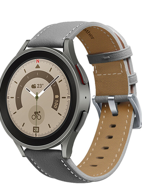 适用三星Galaxy Watch8c/7/6/5pro官网款皮质表带40/44mm时尚6/4classic商务男女Gear S3替换腕带active2配件