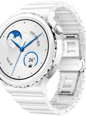 适用三星galaxy watch6/5pro智能samsung手表带watch4 classic 46mm高级active2蝴蝶扣gear s3/s4/s2陶瓷腕带