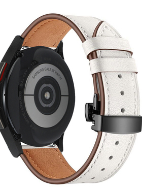 适用三星GalaxyWatch6/5 pro真皮手表带Watch4 Classic42/46mm蝴蝶扣watch3表带active2牛皮S2/S3快拆20/22mm