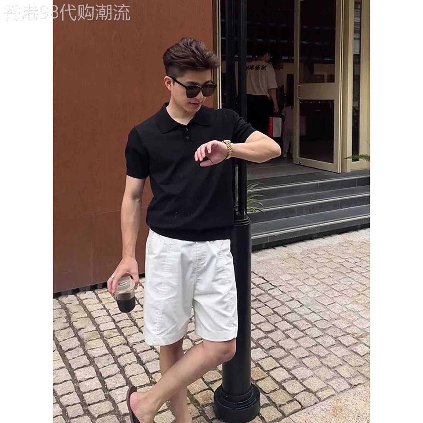 韩国Uamtor套装男士夏季老钱风短袖针织POLO衫休闲短裤搭配高级感