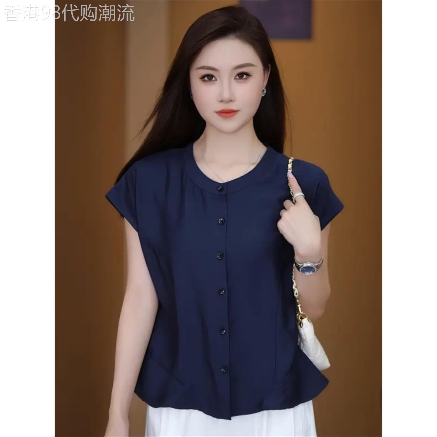 圆领短袖T恤衫女夏装2026新款韩版小众气质百搭开衫上衣洋气小衫