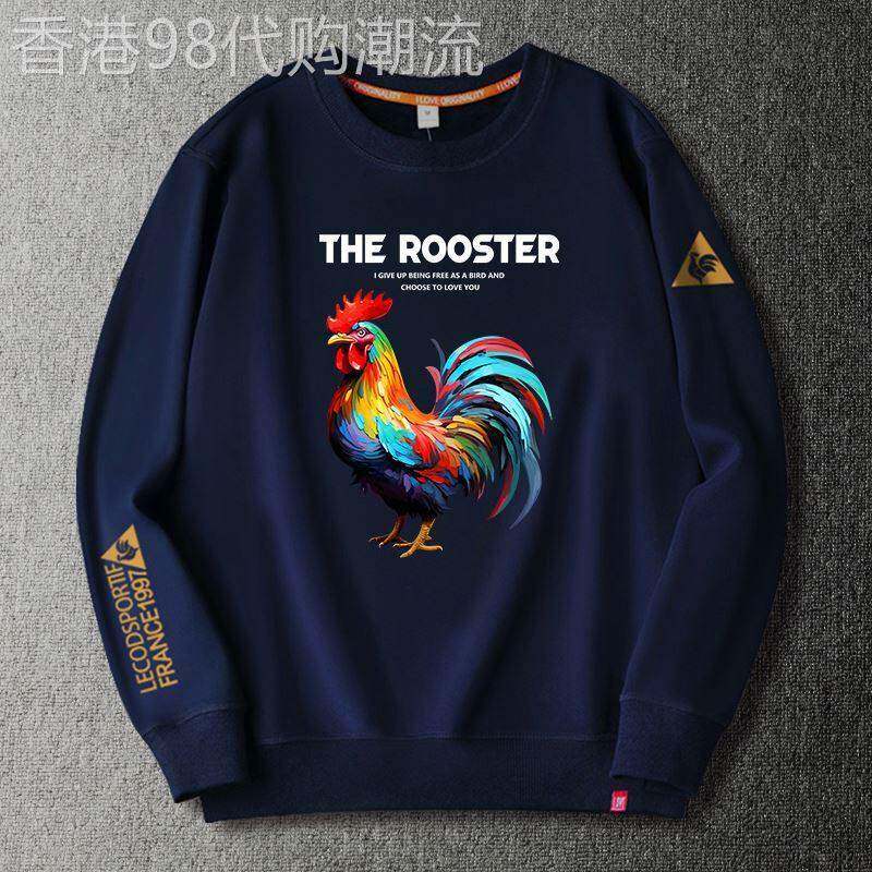 欧洲站~出口法国!公鸡男卫衣美式潮牌印花2025爆款加绒秋冬加大