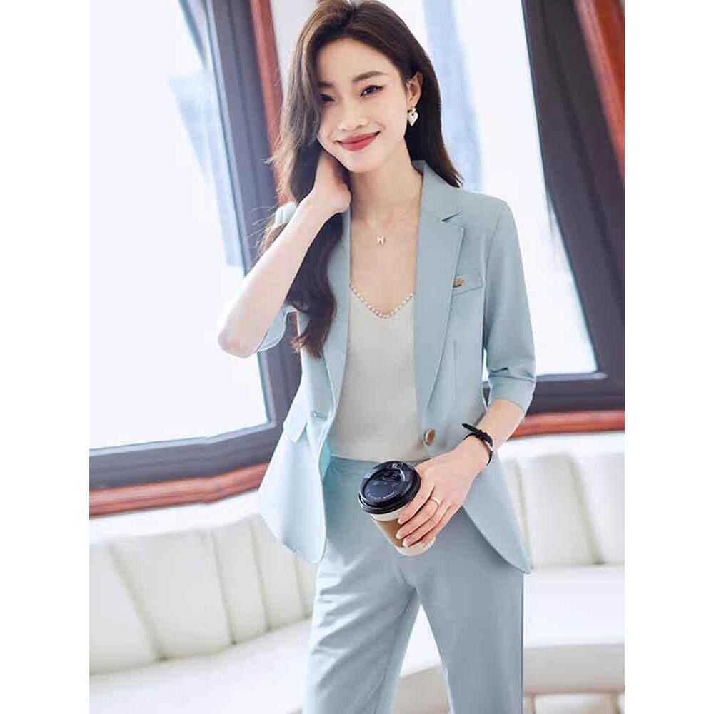 高级感职业西装套装女夏季薄款新款休闲西服裤子气质工作服两件套