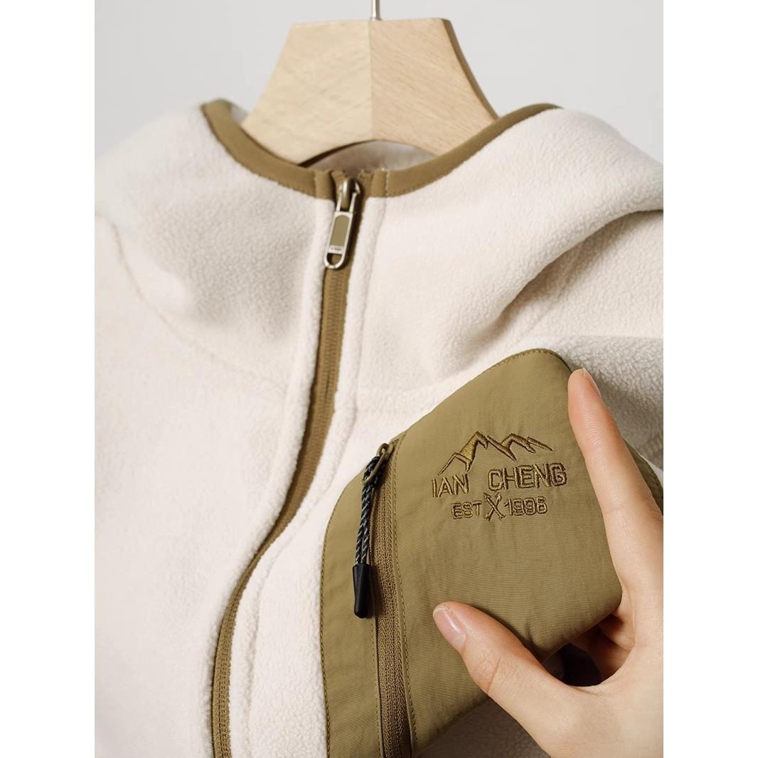 感觉很舒服！休闲天鹅绒开衫连帽运动衫男子的冬季温暖的极地羊毛