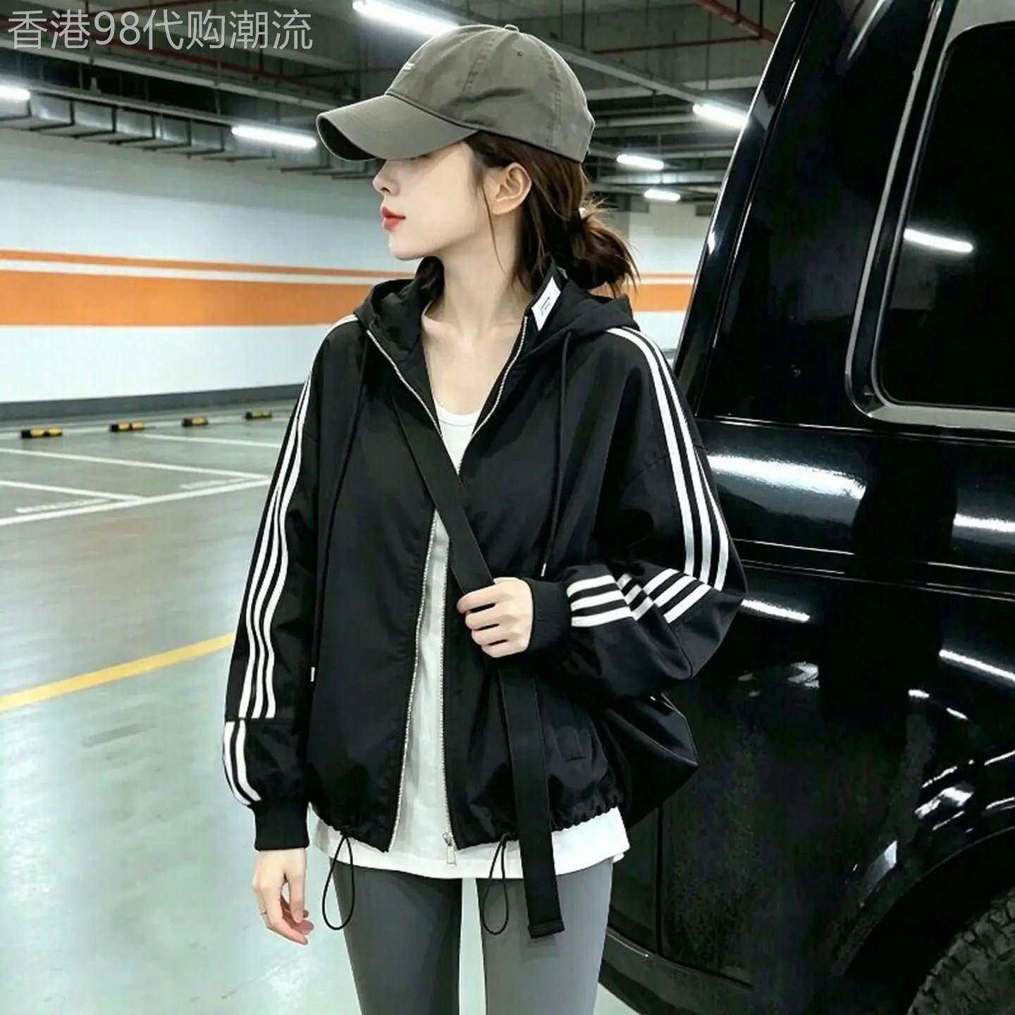 黑色连帽棒球服女春秋2026新款爆款小个子短款拉链开衫夹克外套潮
