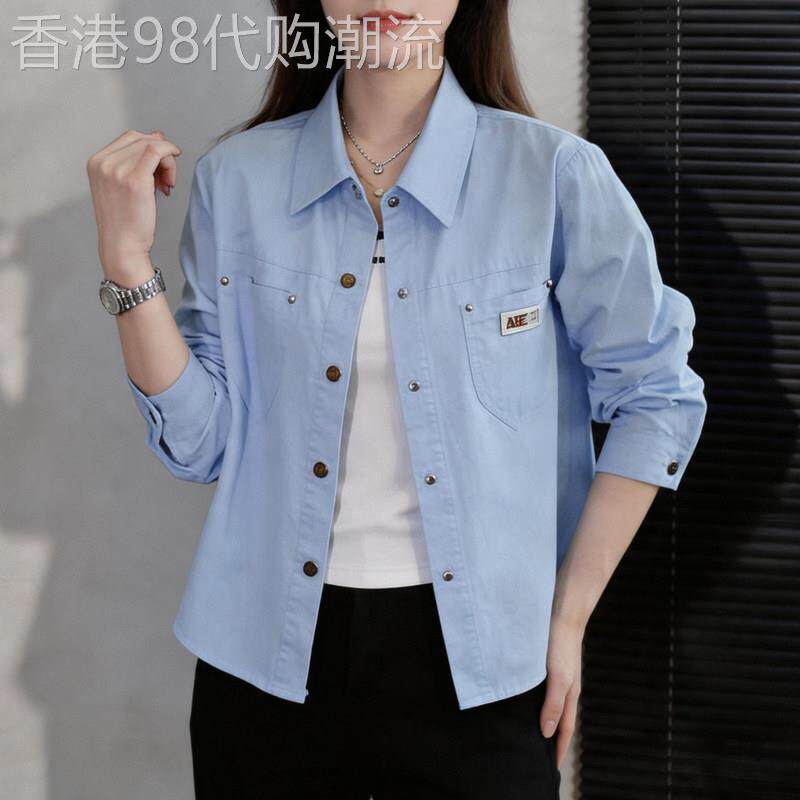 休闲通勤风时尚短款衬衫女2026秋季新款欧货小个子洋气百搭外套潮