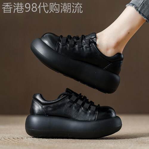 西班牙小众品牌ONGYSL厚底百搭女鞋休闲包鞋女厚底松糕工作小皮鞋