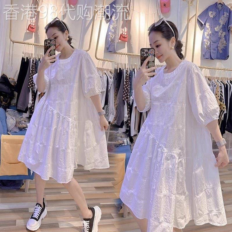 特大码胖MM连衣裙女夏 欧货爆款泡泡袖高腰A字娃娃裙 显瘦长袖短