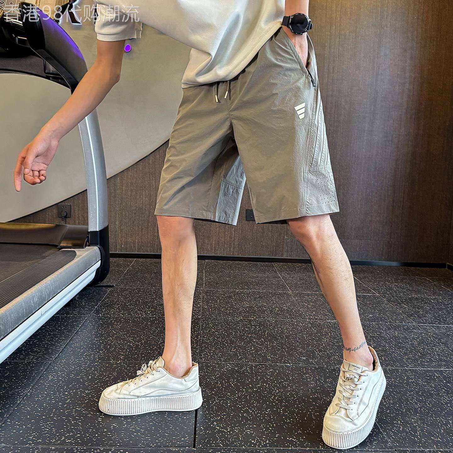 镂空短裤男士夏季潮牌宽松直筒休闲中裤潮流百搭纯色速干五分裤子