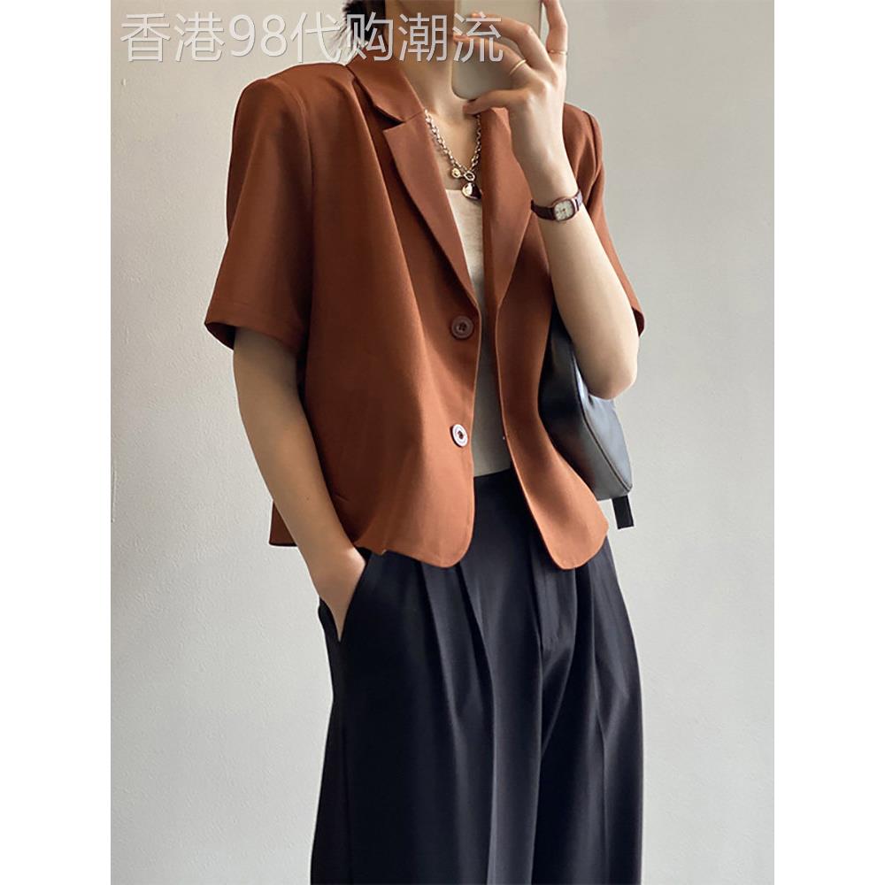 潮牌小个子气质短袖西装外套女2025夏薄款韩版短款高级感西服ins