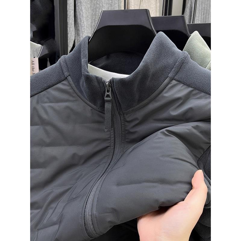 MAROLIO~轻薄羽绒服男士冬季外套立领休闲拉炼夹克抓绒冲锋衣内胆
