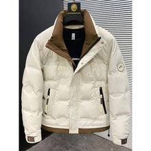 高端立领羽绒服男纯色冬季新款潮流宽松加厚保暖休闲短款拼色外套