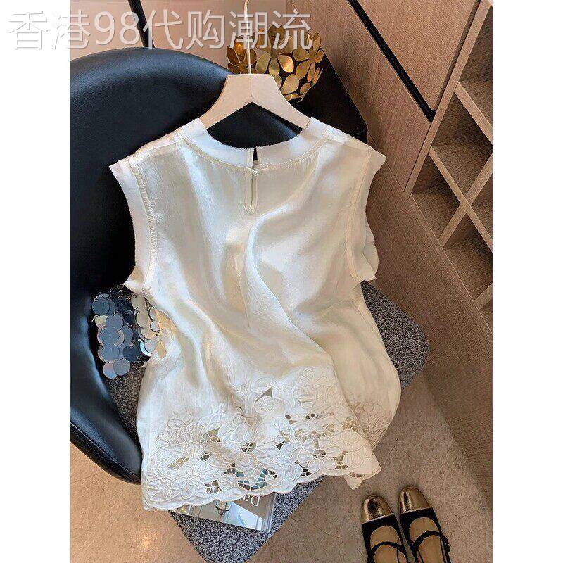白色圆领背心吊带女士2026夏季新款拼接设计感下摆可外穿无袖上衣