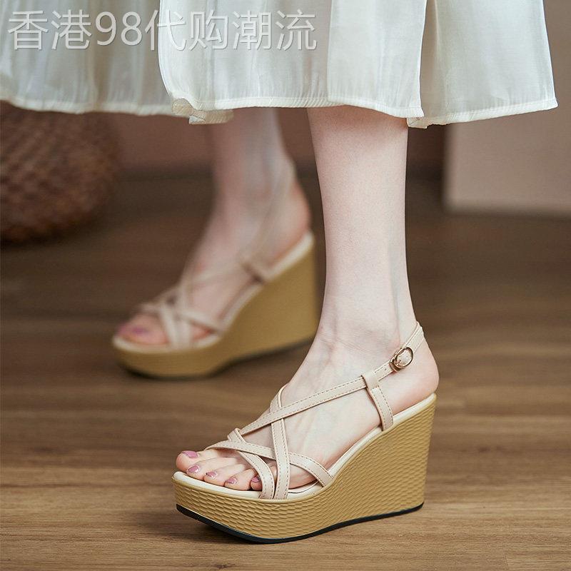 韩国坡跟厚底凉鞋女2026夏季松糕罗马鞋气质绝美时尚配裙子高跟鞋