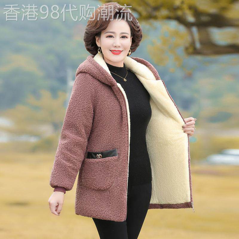 中老年人冬季装外套女奶奶加绒加厚抓绒棉袄妈妈装羊羔绒保暖上衣
