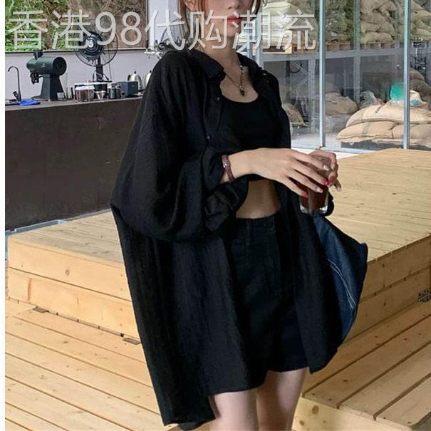 韩版冰丝垂感防晒衬衫女2026夏季新款欧货宽松显瘦大码百搭衬衣潮