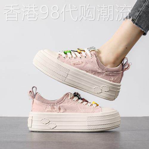 西班牙小众品牌ONGYSL欧货厚底小香风帆布鞋女春季新款增高小白鞋
