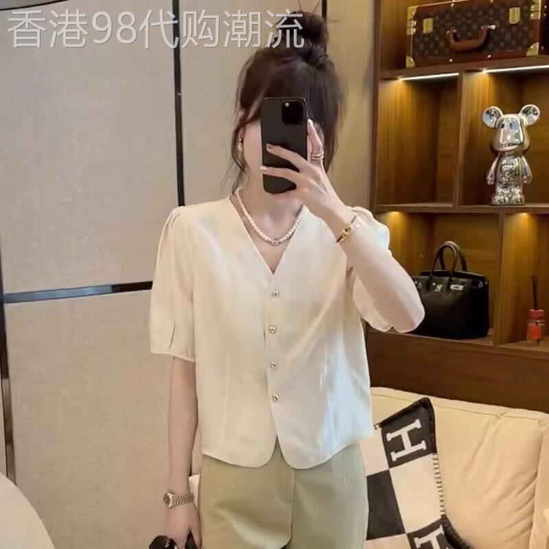 雪纺衬衫女2026新款夏季法式V领宽松高级感轻奢减龄洋派时尚上衣