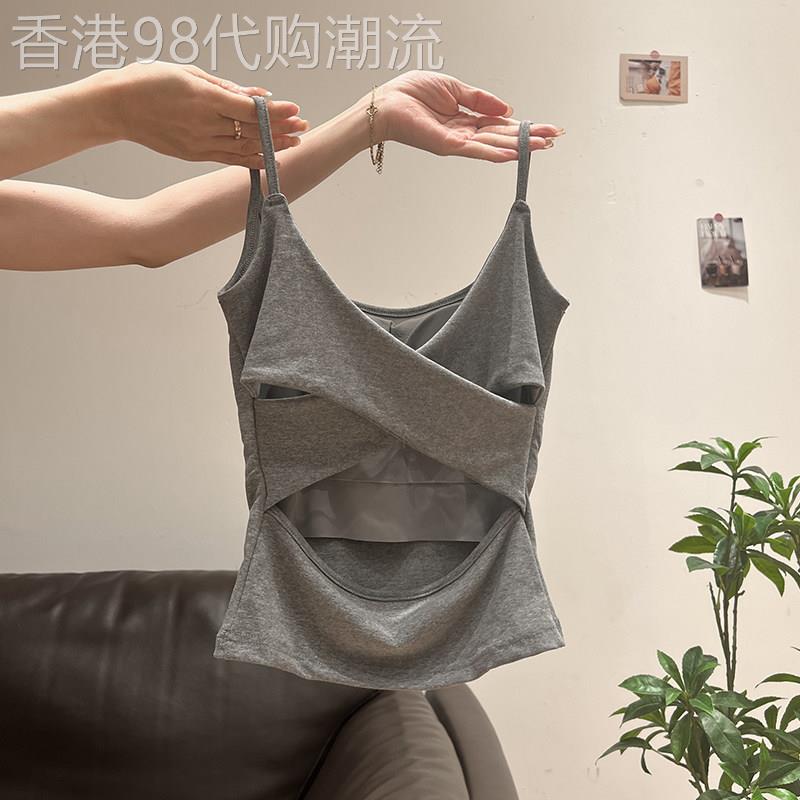无袖背心吊带女夏季薄款2026新款带胸垫外穿美背修身内搭打底上衣