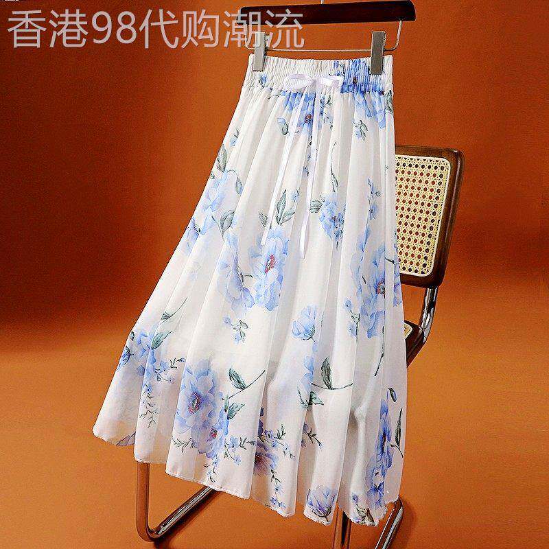 小个子妈妈洋气碎花a字半身裙夏季2026新款高腰显瘦印花雪纺裙