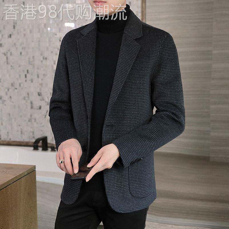 春秋羊毛休闲西服男2026新款韩版修身双面呢男士商务休闲西装外套