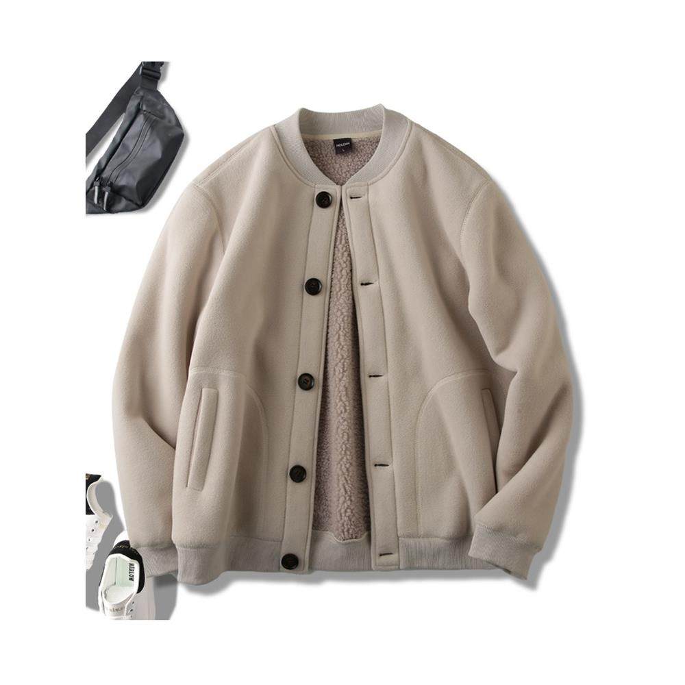 MAROLIO~日系覆古！摇粒绒外套男士秋冬季加厚保暖棒球领夹克棉衣