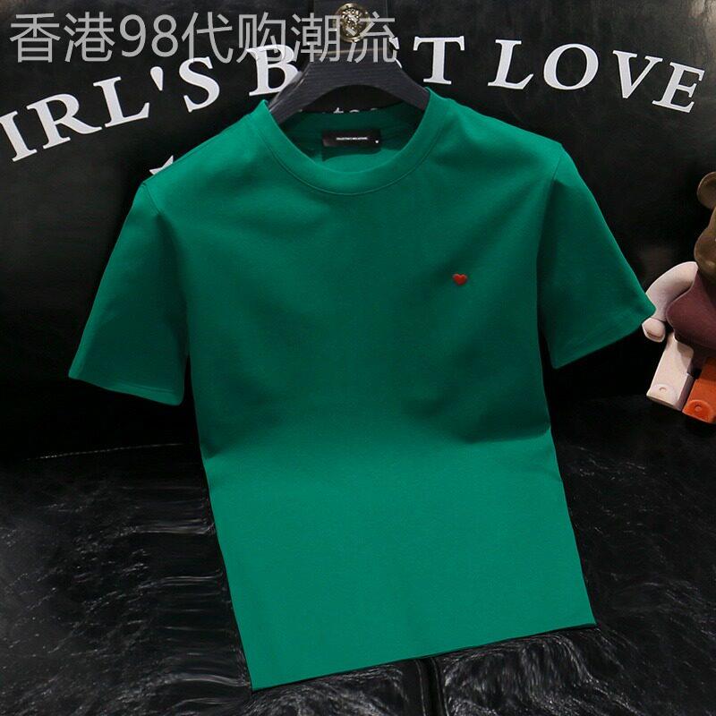 BEBE PEXX 出口北欧~夏季男士新款手工小爱心圆领修身半袖T恤衫潮