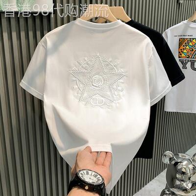 Mostarsea~设计感个性刺绣！轻奢潮牌纯棉潮流美式高街短袖t恤男