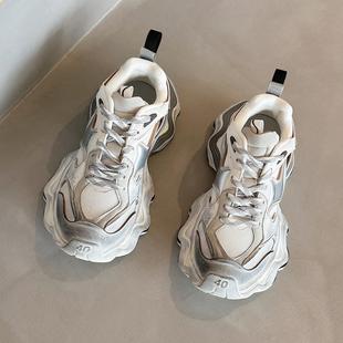 时尚品牌巴黎夫妇色块老爸鞋女士厚底跑步圆头平台休闲鞋系带运动