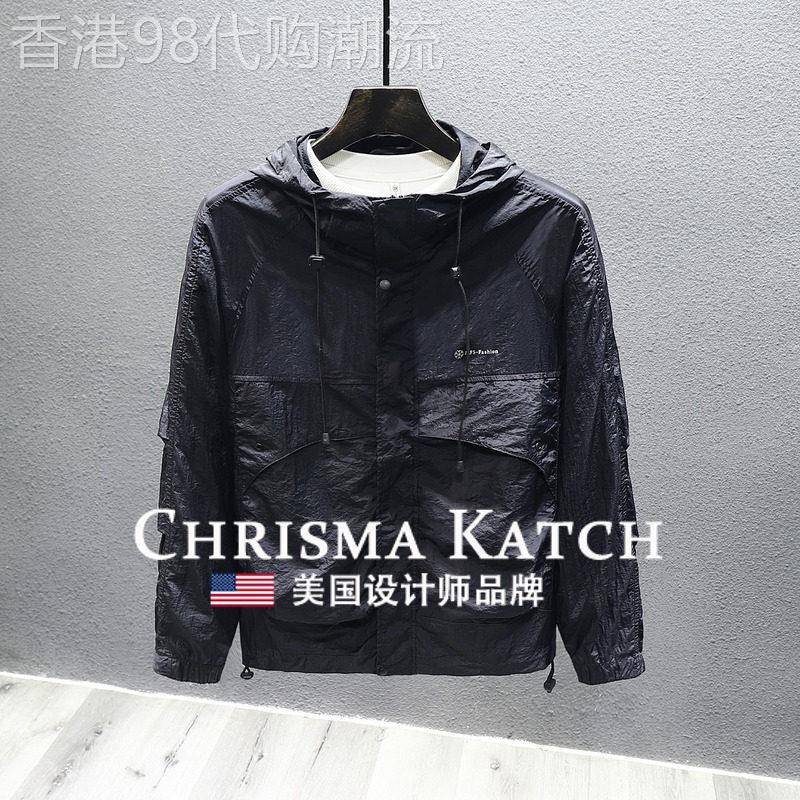 出口美国Chrisma Katch~防晒衣男夏季冰丝防晒服皮肤衣连帽外套