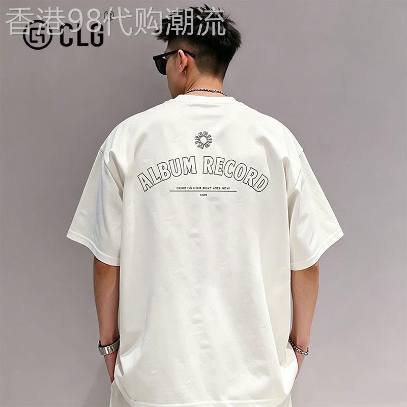 香港CLG潮牌美式字母印花痞帅T恤男士短袖街头嘻哈纯棉夏季半袖