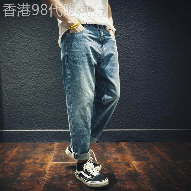 it neith BIAS潮牌纯棉九分牛仔裤男宽松百搭直筒哈伦裤夏季薄款