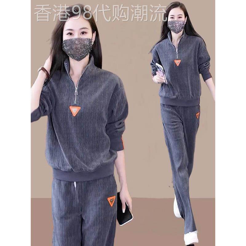 时尚运动休闲套装2025春季春秋宽松洋气百搭减龄潮牌阔腿裤两件套
