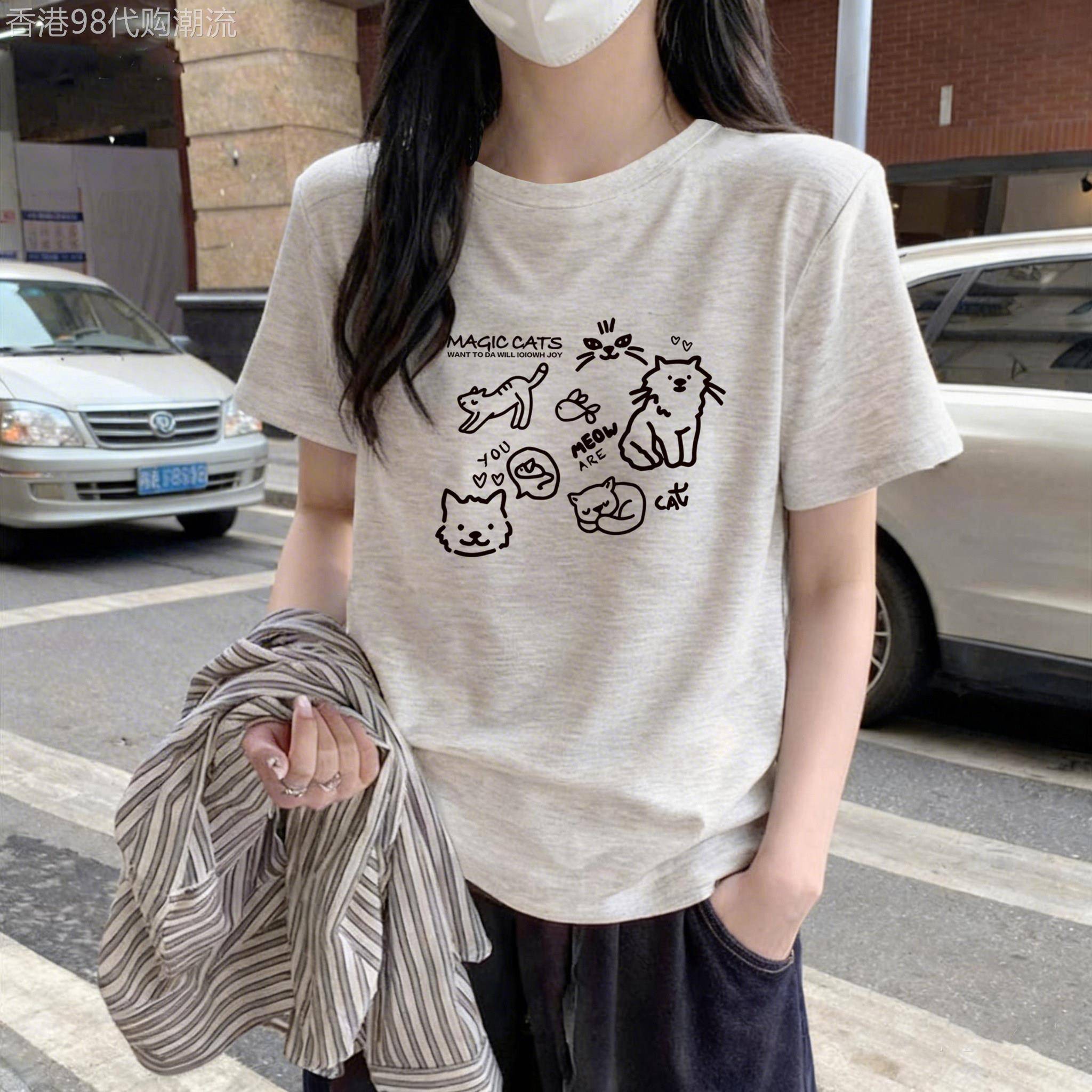 正肩设计感短袖t恤女款夏季新款灰色宽松慵懒风2026超火减龄上衣