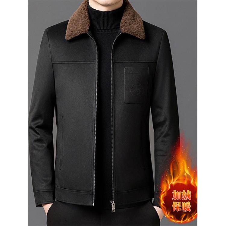 香港冬季2025新款男装羊羔绒夹克衫上衣毛衣男士外套加绒麂皮绒