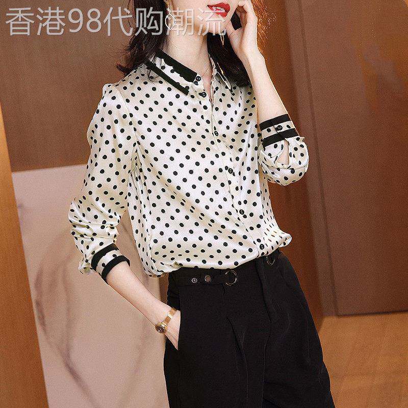 雪纺衬衫女秋冬2026新款长袖衬衣设计感小众百搭时尚洋气波点上衣