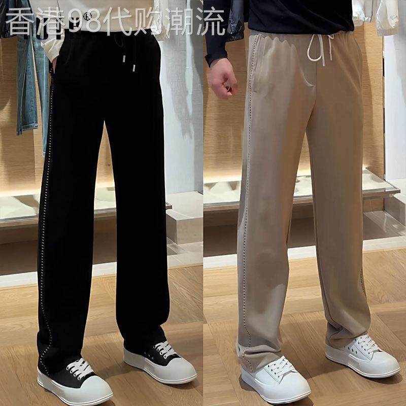 高品质休闲裤男士夏季薄款透气垂感面膜裤高端轻奢弹力直筒长裤子