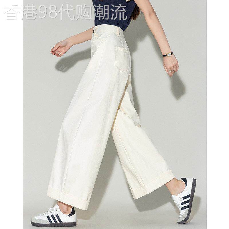 德玛纳纯棉卷边九分弯刀裤女26春季新款宽松显瘦气质小个子休闲裤