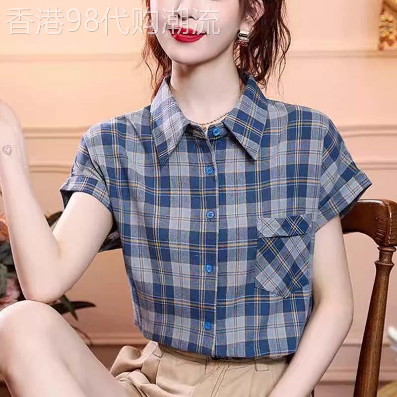 格子衬衫女2026新款夏季Polo领高级感轻奢减龄洋派复古格纹上衣女