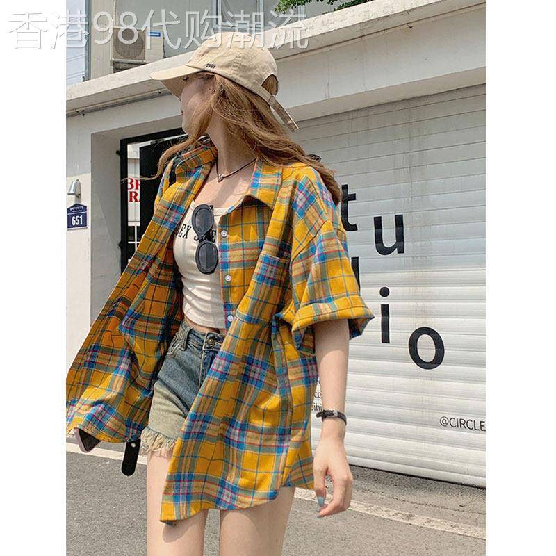 大码格子衬衫外套女夏季2026新款韩系减龄设计感衬衣别致宽松上衣