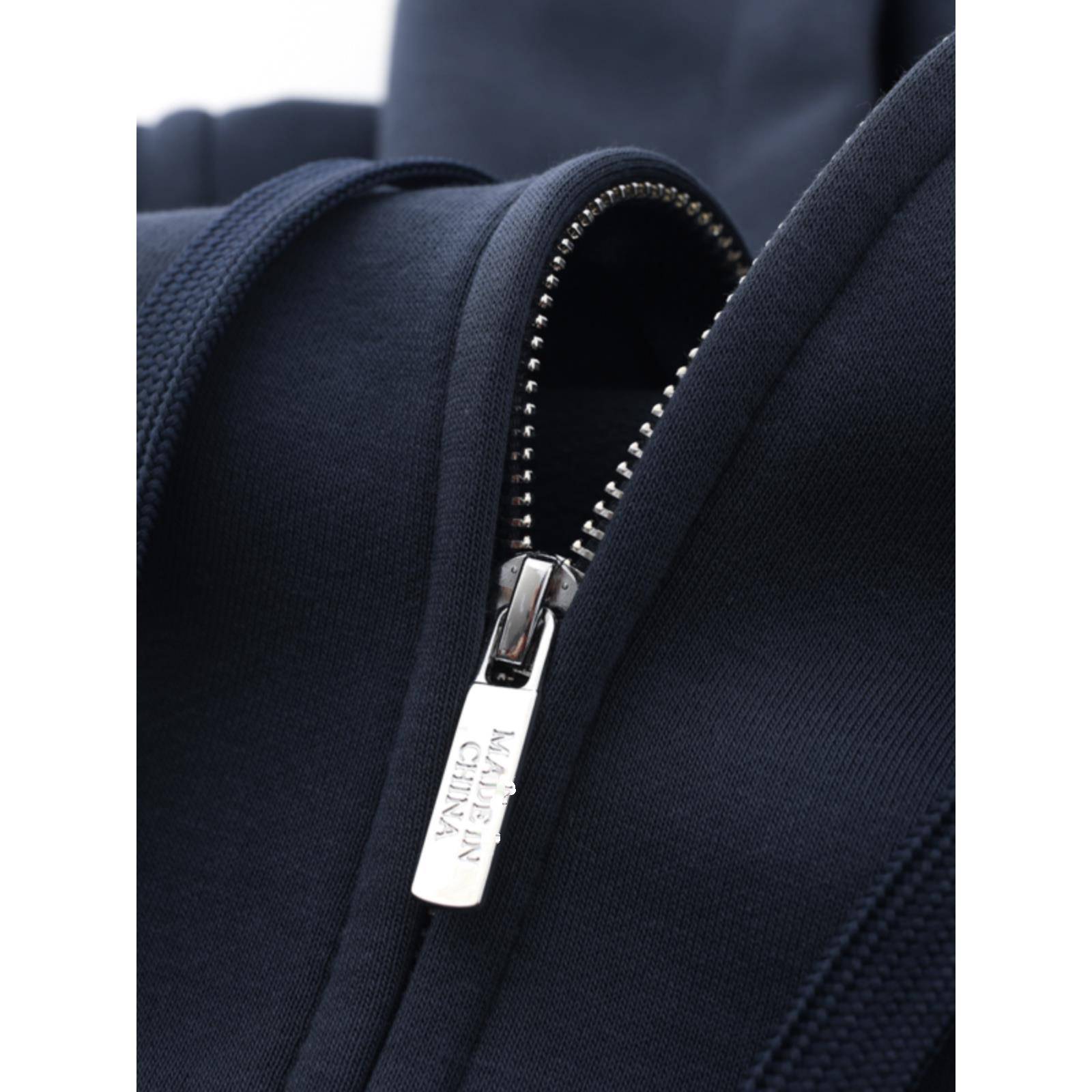 Mostarsea~600G重量级海军蓝丝绒连帽男开襟羊毛衫女式海军蓝银狐