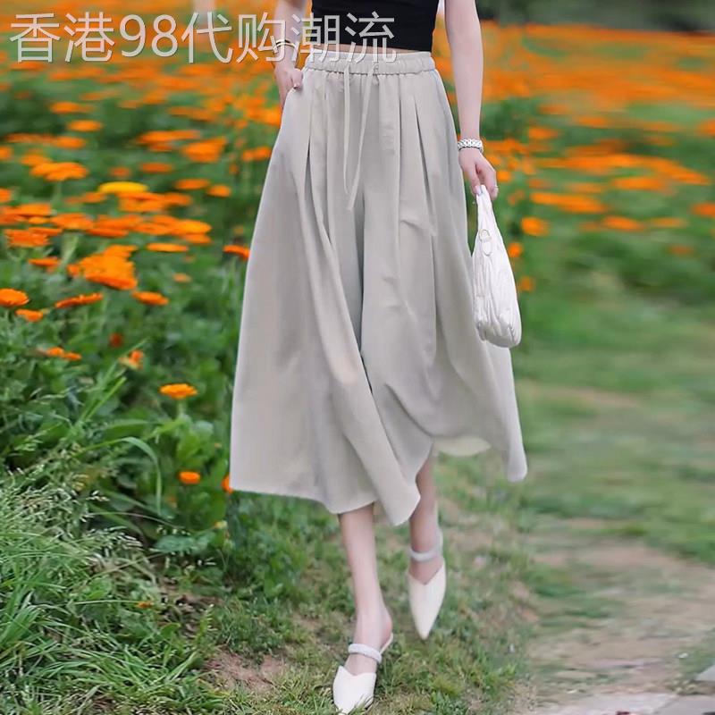 八分裙裤女士夏季薄款裤子2026新款松弛直筒宽裤小个子显瘦女裤