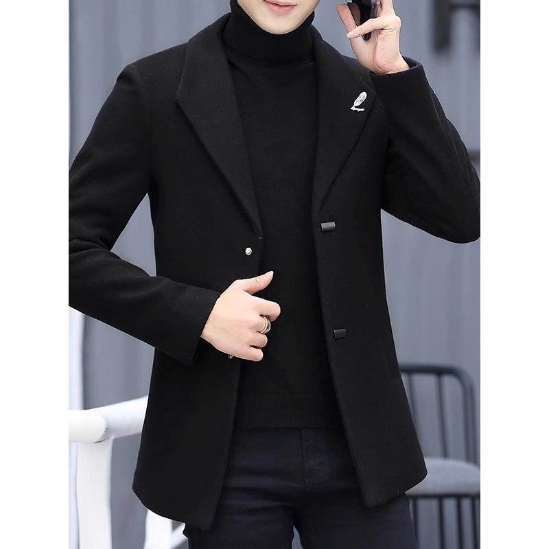 高端男士羊绒大衣秋冬季2025新款加绒加厚西装领羊毛呢子风衣外套
