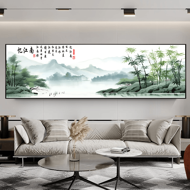 忆江南十字绣2025新款线绣客厅满绣大幅风景水墨山水画自己绣手工