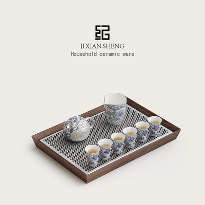 2024新款轻奢高级感胡桃木茶盘大型家用小茶台储水沥水托盘干泡盘