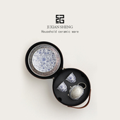 纪先生鎏银青花缠枝莲西施壶一壶二杯旅行功夫茶具套组可携式 高档