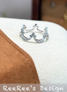 925纯银个性波浪皇冠戒指